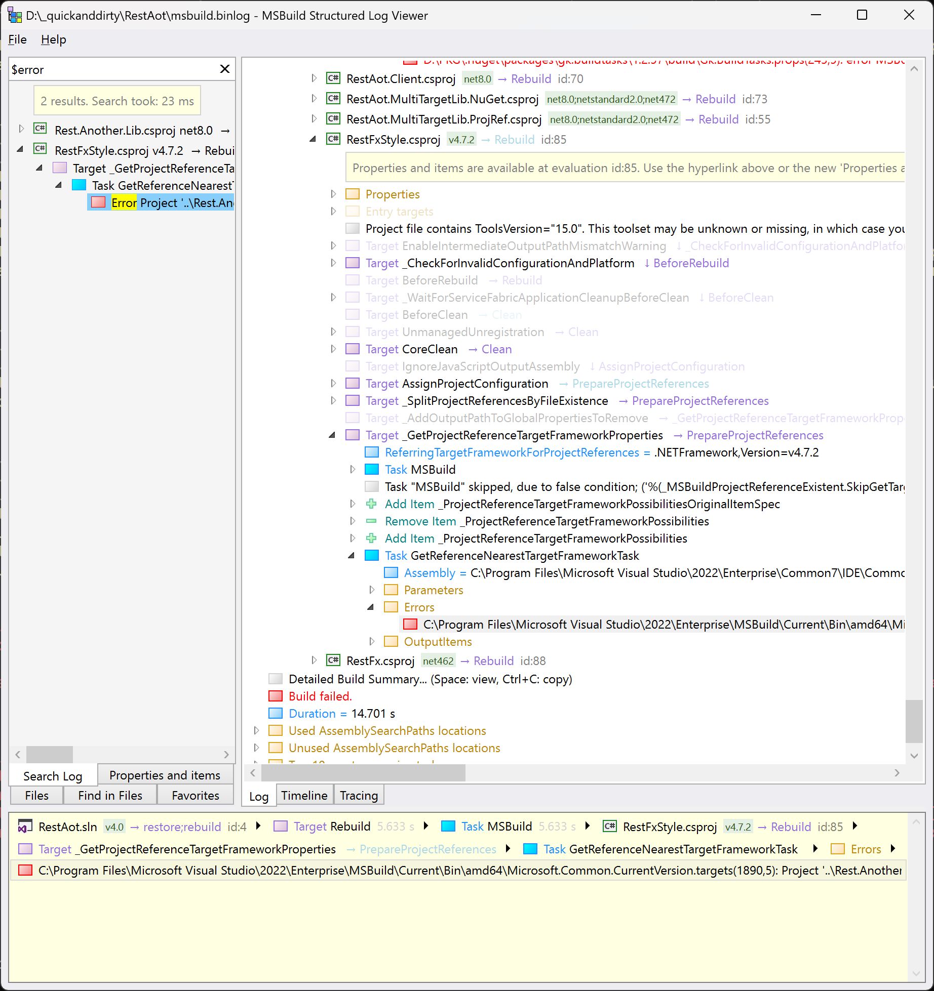 MSBuild Structured Log Viewer